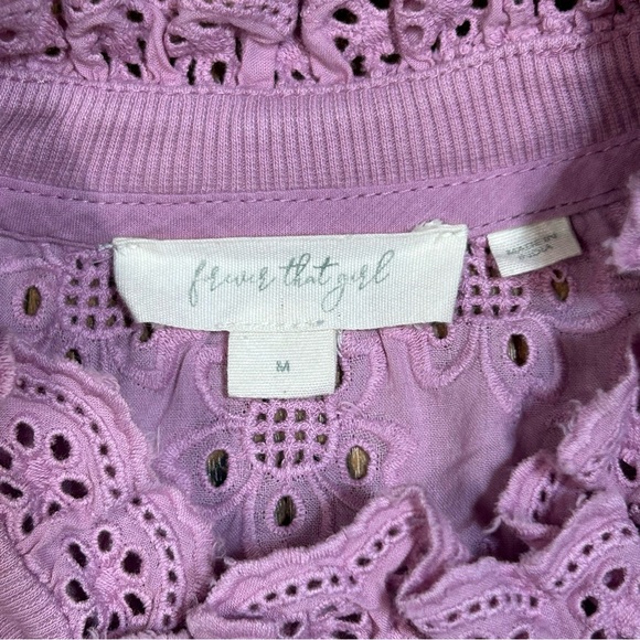 Anthropologie Forever That Girl Lavender Eyelet  Balloon Sleeve Sweatshirt M - Picture 6 of 16